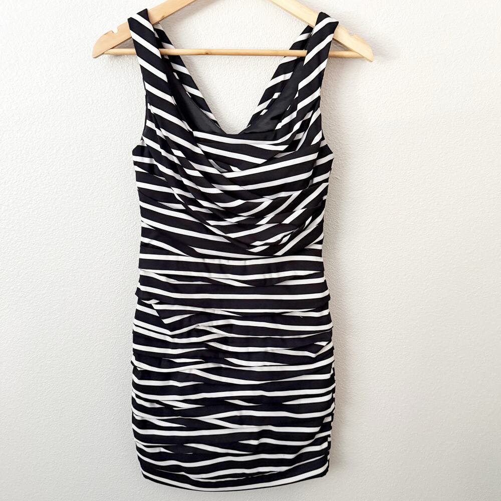 EXPRESS | Y2K Express‎ Striped Square Neck Ruched Cocktail Dress | Size 2